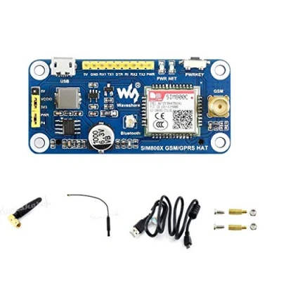 Image de GSM/GPRS/Bluetooth Hat for Raspberry Pi 3B+/3B/2B/Zero/Zero W Based on SIM800C, Allow to Send Messages, Connect Wireless Internet, Transfer Data Via Bluetooth, UART Interface