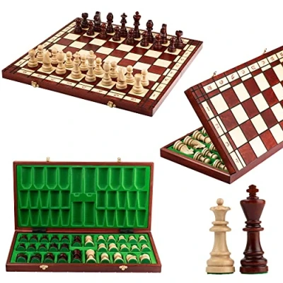 Image de Tournoi Jeu D Echecs en Bois Set NO. 8 Master of Chess D&#039;échec Pliable Board 50cm Portable Fait Main Staunton pour Enfants et Adultes