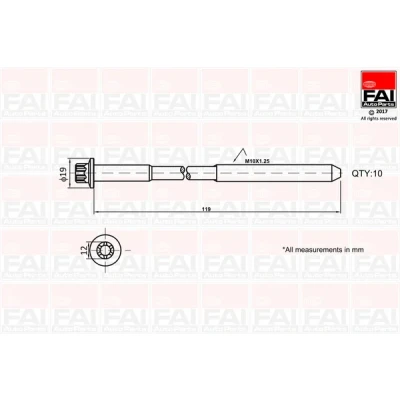 Image de FAI AutoParts B1321 Jeu De Vis Culasse Empreinte à créneau (Ribe CV) 10 OPEL: Corsa D 3/5 portes, Astra H GTC, J 5 FIAT: Qubo