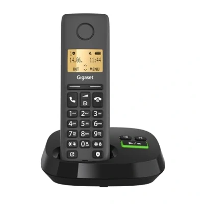 Image de Gigaset PURE 120A téléphone sans fil DECT avec répondeur écran rétro éclairé compatible les aides auditives, protection des appels indésirables, noir anthracite