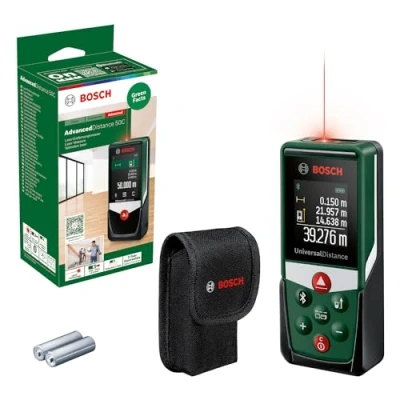 Image de Bosch télémètre laser UniversalDistance 50C (mesure précise de distances jusqu’à 50 m, connectivité Bluetooth, fonctions mesure, dans boîte carton)