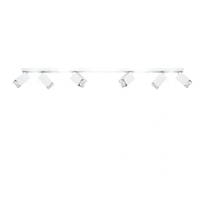 Image de SOLLUX lighting Merida 6L Plafond Plafonnier Minimaliste pour Intérieur Porte Abat Jour Mobile Ampoule GU10 Remplaçable 6 x 40 W 12 LED Acier Revêtu de Poudre Blanc 118 16 cm