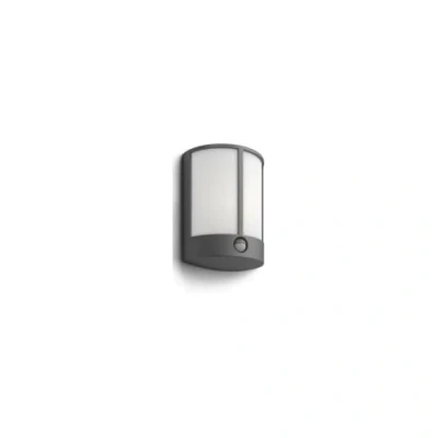 Image de Philips Mylighting, applique murale extérieure LED STOCK avec détecteur de mouvement infrarouge, 1x6W, blanc chaud 2700K Anthracite