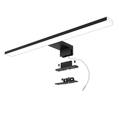 Image de Azhien Lampe pour Miroir Led Salle de Bains 10W 820LM,40cm Applique Blanc Froid 6500K,3 en 1 230V Bain Lumiere IP44,Noir