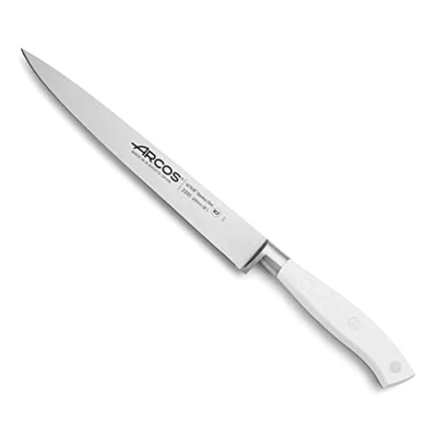 Image de Arcos Series Riviera Blanc Couteau Filet Lame Nitrum Acier Inoxydable Forgé 200 mm Manche Polyoxyméthylène (Pom) Couleur Blanche