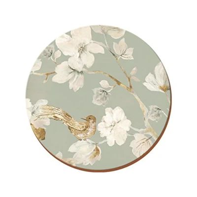 Image de Creative Tops Lot de 4 Sets Table Ronds en liège avec Envers Motif Floral Bleu Canard