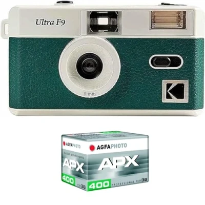 Image de Kodak Pack F9 Argentique + Pellicule 100 ASA Appareil Photo Rechargeable 35mm Vert, Objectif Grand Angle Fixe, Viseur optique , Flash Intégré APX 100, 36 poses Neuf