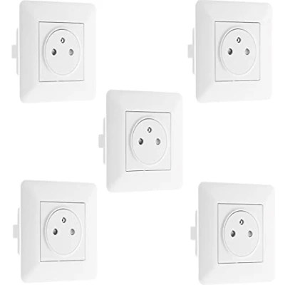 Image de Lot de 5 prises courant affleurantes 2P+T 16A simple blanc Artezo