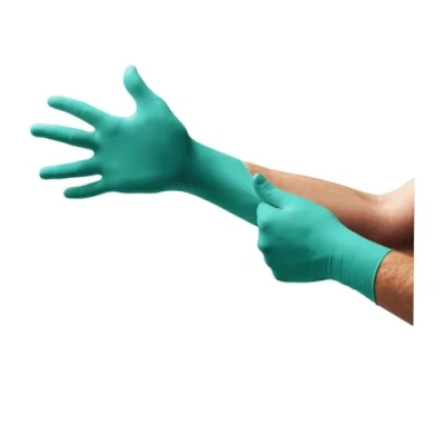 Image de Ansell Microflex 93 260 Gants Jetables Protection Chimique, Liquides et Solvants, Formulation Brevetée Ultra Résistante, Souple Comfortable, Manchette Longue, Vert, Taille L (6 Gants)