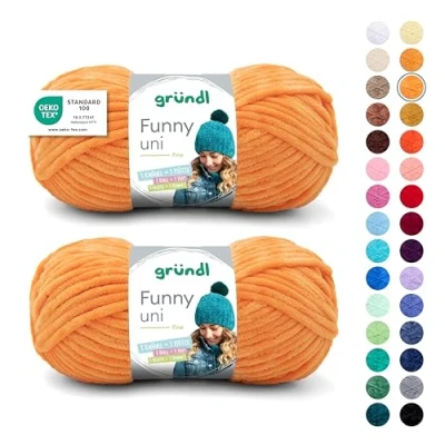 Image de Gründl laine Funny unie Pelote de douce 100% polyester Pour tricot et crochet Jaune 100 g/120 m Taille des aiguilles 5 6
