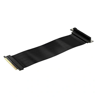 Image de Corsair Câble d&#039;extension PCIe 4.0 x16 haut de gamme 300 mm, blindé contre les interférences électromagnétiques, connecteur femelle à 90, rétrocompatible avec systèmes 3.0, noir