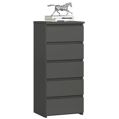 Image de AKORD Commode Tiroirs roulants Fonctionnel Idéal en Set Robuste Design Universel Gris Graphite