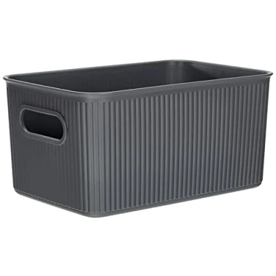 Image de TATAY Panier de Rangement Rectangulaire Baobab, Capacité 5 L, Polypropylène, Sans BPA, Gris Anthracite. Mesure 18,1 x 27,2 13 cm