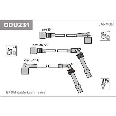 Image de JANMOR ODU231 Jeu De Fils d&#039;Allumage OPEL: Calibra A, Astra F CC, Cabriolet