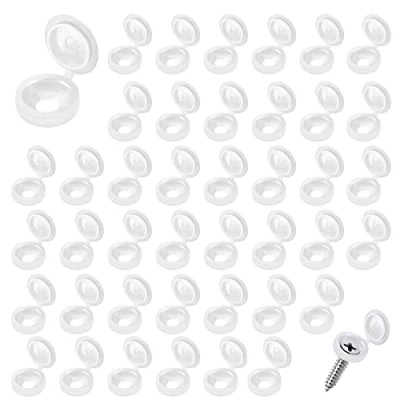 Image de Lot de 120 Cache vis Blanc Avec tete Rivet 15mm Capuchon à Charnière en Plastique pour M 4 6