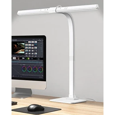 Image de Lampe de bureau LED, 12W d&#039;architecte protection des yeux, travail à col cygne réglable, table commande tactile,6 Températures couleur,Gradation en continu