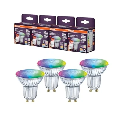 Image de OSRAM SMART LED Spot PAR16 Réflecteur GU10, 4,9 W ZigBee 3.0, RGBW 16 millions de couleurs, dimmable, contrôle par application, Alexa,4 Pack