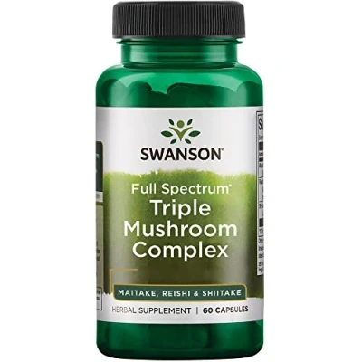 Image de Swanson, Full Spectrum Triple Mushroom Complex (Complexe de Champignons Triple), Maitake Reishi Shiitake, 60 Capsules, Sans Soja, Gluten, OGM