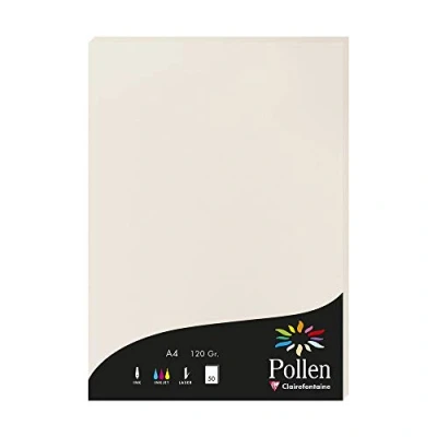 Image de Clairefontaine 4268C Étui de 50 Feuilles Format A4 (21x29,7cm) 120g/m² Coloris Gris Perle Papier d&#039;Invitation Evènements et Correspondance Gamme Pollen Premium Lisse