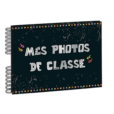 Image de Exacompta Réf. 16010E 1 Album photos à spirales 50 pages noires pour de classe Format 32x22 cm couverture pelliculage brillant 150 photos, Noir