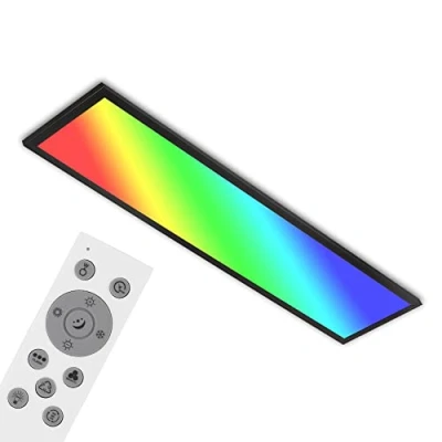Image de BRILONER 7054 015 plafonnier LED RGB, CCT, ultra plat, variateur, changement de couleur, télécommande, blanc chaud, neutre, froid, 1000x250x66 mm (LxlxH), Noir