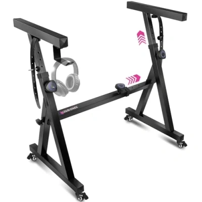 Image de Liquid Stands Plixio Support de clavier piano avec roulettes, style Z réglable et portable, professionnel, robuste pour 54 88 touches