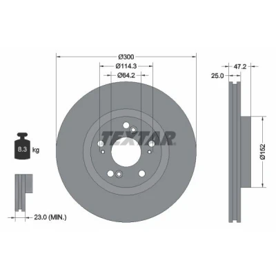 Image de TEXTAR PRO 92140903 Disque de frein HONDA: Accord 7 Limousine, Tourer, Shuttle