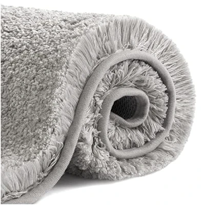 Image de VANZAVANZU Tapis de Bain Antidérapant Salle Épaissi Sortie Douche Absorbant Sol Ultra Doux en Microfibre, Séchage Rapide, Lavable Machine 50 x 80cm (Gris Clair)