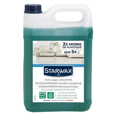 Image de STARWAX Nettoyant Fraîcheur Pin des Landes Nettoie et Dégraisse les Sols Surfaces Lavables A Base d&#039;Huiles Essentielles de Sans Rinçage* Fabriqué en France 5L 200m²