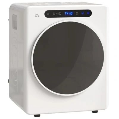 Image de Sèche linge à évacuation HOMCOM 1000 W 4 Kg 6 modes de séchage minuterie acier inoxydable 49 x 43 61 cm blanc