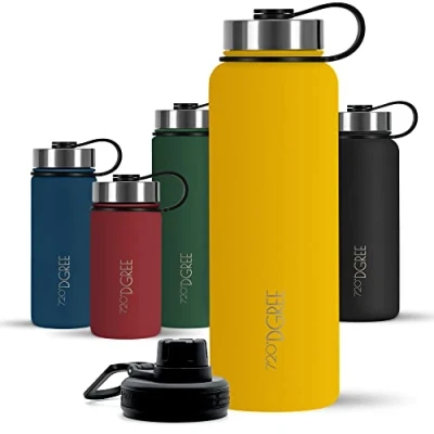 Image de 720DGREE Bouteille Isotherme &quot;noLimit&quot; 710ml Gourde en acier inoxydable d&#039;eau, thé, café, jus, boisson chaud ou froid Premium de Isolée sous vide + GRATIS Sport Couvercle