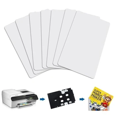 Image de 100pcs Carte NFC Programmable Ntag215 Tag Rewritable Card Puce Jet d&#039;encre Compatibles avec Les Imprimantes Epson et Canon, Blanc CR80 30MIL
