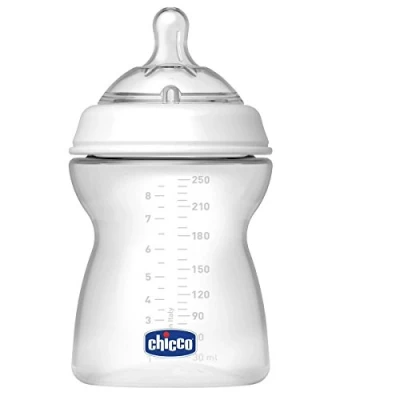 Image de Chicco Biberon PP Natural Feeling 250 ml Tétine Silicone Bout Droit Flux Variable 4 Mois+
