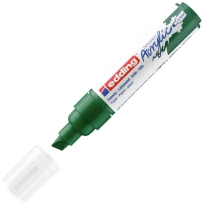 Image de edding 5000 Marqueur acrylique large vert 1 feutre imperméable pointe biseautée 5 10 mm peinture pour peindre sur la toile, le papier kraft, bois et pierre