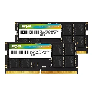 Image de Silicon Power DDR5 32GB (2x16GB) 4800MHz (PC5 38400) 262 pin CL40 1.1V SODIMM Non ECC Laptop RAM Computer Memory SP032GBSVU480F22