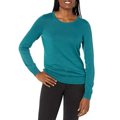 Image de Amazon Essentials Pull Col Rond Léger À Manches Longues (Grandes Tailles Disponibles) Femme, Bleu Sarcelle, L