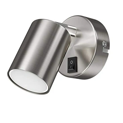 Image de ledscom.de Spot mural WAIKA Interrupteur chromé mat + ampoule LED blanche 3 niveaux de gradation 609lm