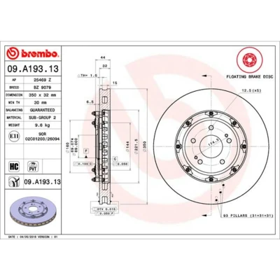 Image de BREMBO TWO PIECE FLOATING DISCS LINE 09.A193.13 Disque de frein MITSUBISHI: Lancer 8 Limousine