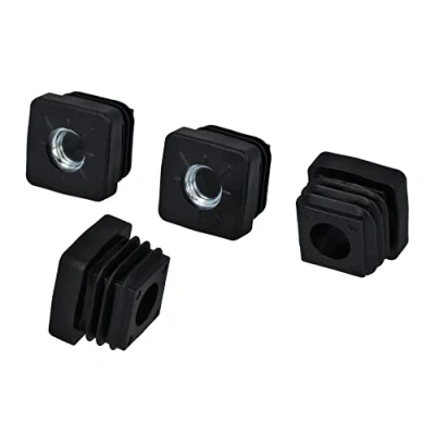 Image de GleitGut Lot de 4 bouchons filetés à tube carré M8 et M10 Douilles enfichables carrées en plastique noir (25 x 25 mm M10)