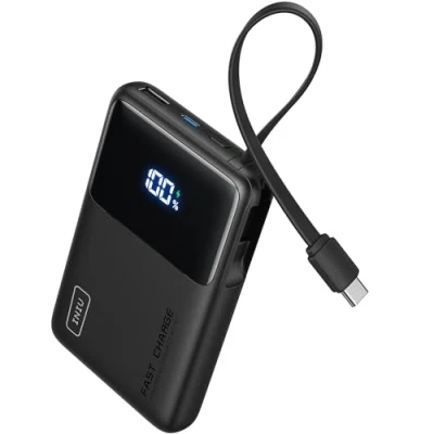 Image de INIU Batterie Externe Charge Rapide, Petit Power Bank Haute Vitesse 10000 mAh 20 W PD, Câble USB C Intégré, in&amp;Out, pour iPhone 16 15 14 13 Samsung S23 S22 Google et Autres