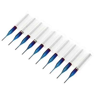 Image de 10pcs ensembles de bits Fraise en bout CNC rotatifs PCB fraisage,carbure tungstène, routeur spirale Bit Cone pour Machine gravure(0.6mm)