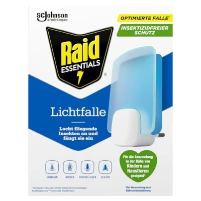 Image de Raid Essentials piège à lumière, Prise d&#039;insectes avec adhésif Contre Les Insectes Volants tels Que moucherons, Mites, Mouches Fruits et Mouches, kit de démarrage (Support