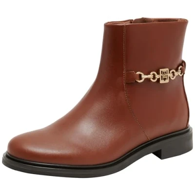 Image de Tommy Hilfiger Chain LOW Bootie Bottines, Femme, Taille: 38, Cognac Cuir