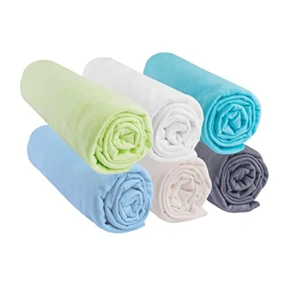 Image de Lot de 6 Draps Housse 70x140 cm Lit Bébé Enfant 70 x 140 100% Coton Jersey Océan Extensible &amp; Respirant Sommeil sain Marque Easy dort Oeko Tex Qualité Fabriqué en Europe