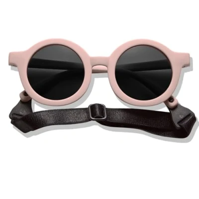 Image de BABYMOCS Lunettes de soleil rondes pour bébé 0 à 1,5 ans Protection UV 100 % Flexibles Sans BPA non toxiques avec bande Design suédois