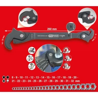 Image de KS TOOLS 114.0055 Pince clé multiprise 260 Acier chrome vanadium avec fonction de crantage