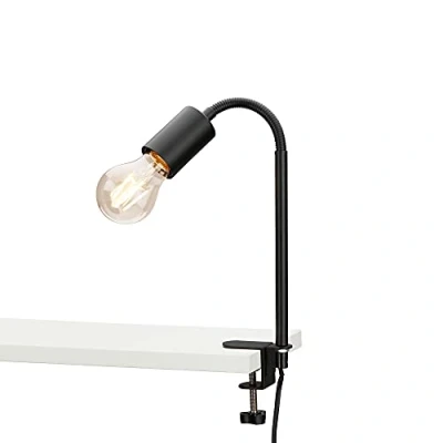 Image de BRILONER Leuchten 2600 015 Lampe à pince, 1 ampoule E27, max. 10 W, avec interrupteur câble, bras flexible, en métal, noir, 477 mm