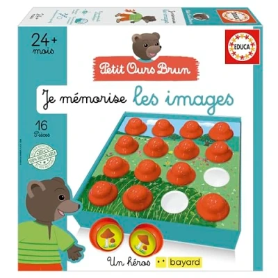 Image de Educa Petit Ours Brun. L’Enfant choisit Une pièce, la retourne pour Voir l’Image Qu’Elle Cache et essaie de retrouver même Image en prenant Autre pièce Former Paire (19879)