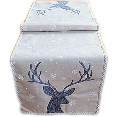 Image de Raebel Chemin de table 40 x 85 cm Broderie cerf Décoration Noël Nappe