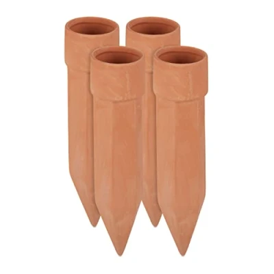 Image de Relaxdays Cône en Argile d’arrosage, Lot de 4 Accessoire Bouteilles d’1,5 L, 19 x 4,5 cm, Terre Cuite, 10030007